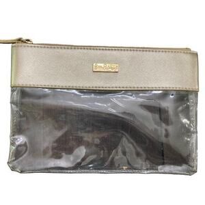 Lilly Pulitzer Elegant Gold Clear Makeup Pencil Travel Case‎ Unisex Women’s